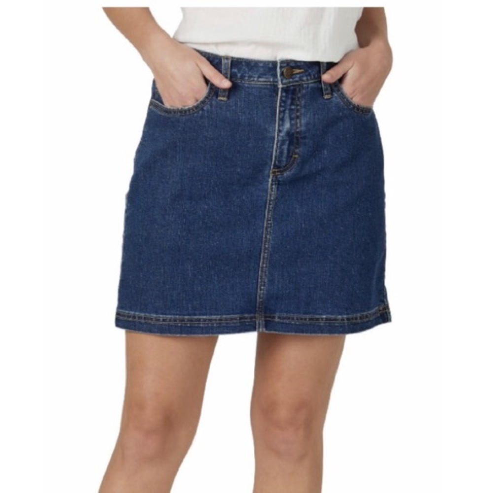 Lee Denim Skort Womens 18 M Beacon Blue Jean Skirt Short Fit Mid Rise - Picture 2 of 8